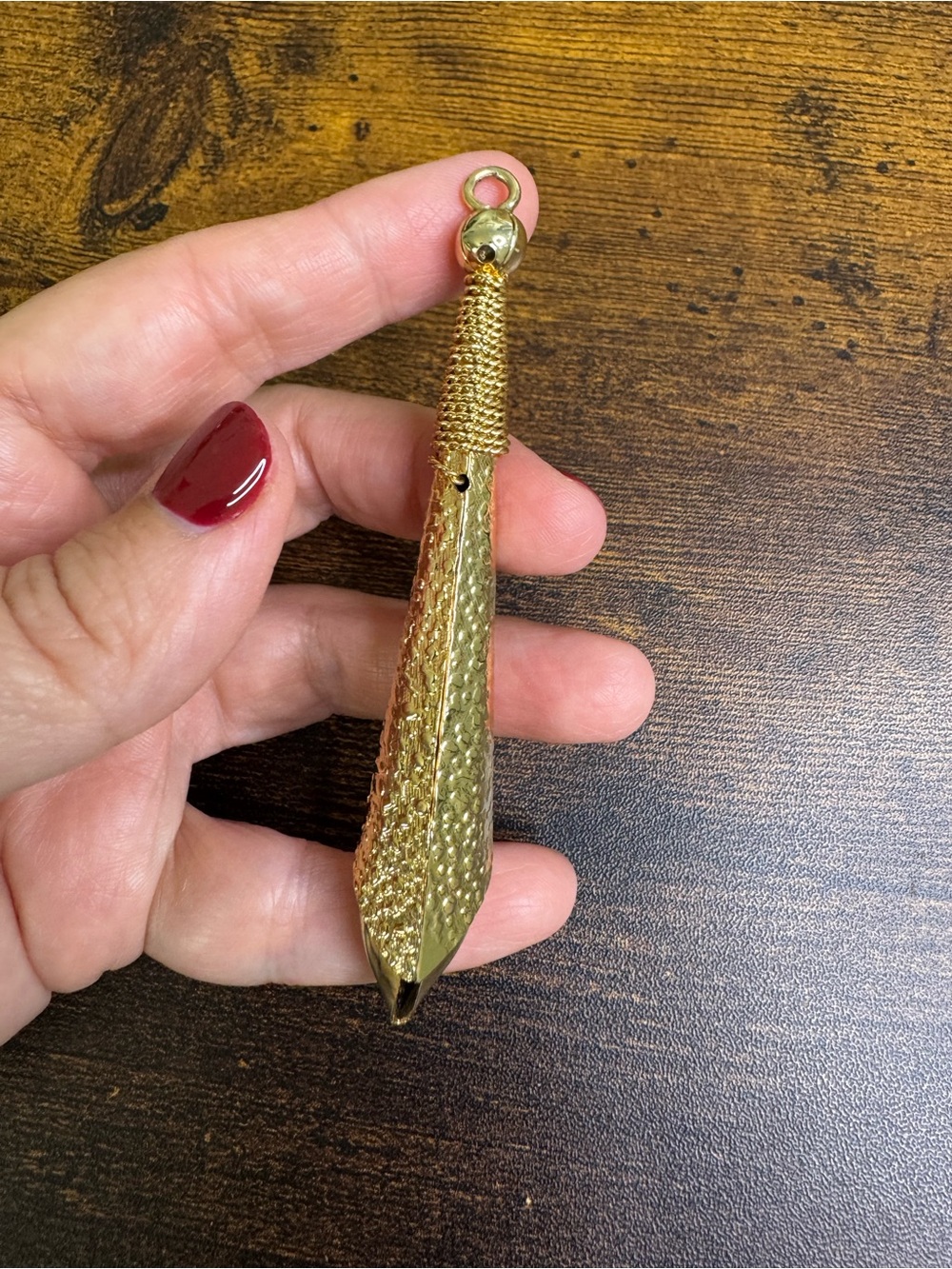 Textured Gold Pendant Necklace Charm